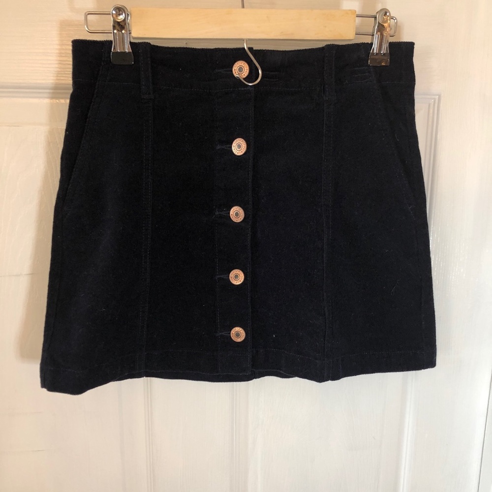 Navy Corduroy, Button-up Skirt